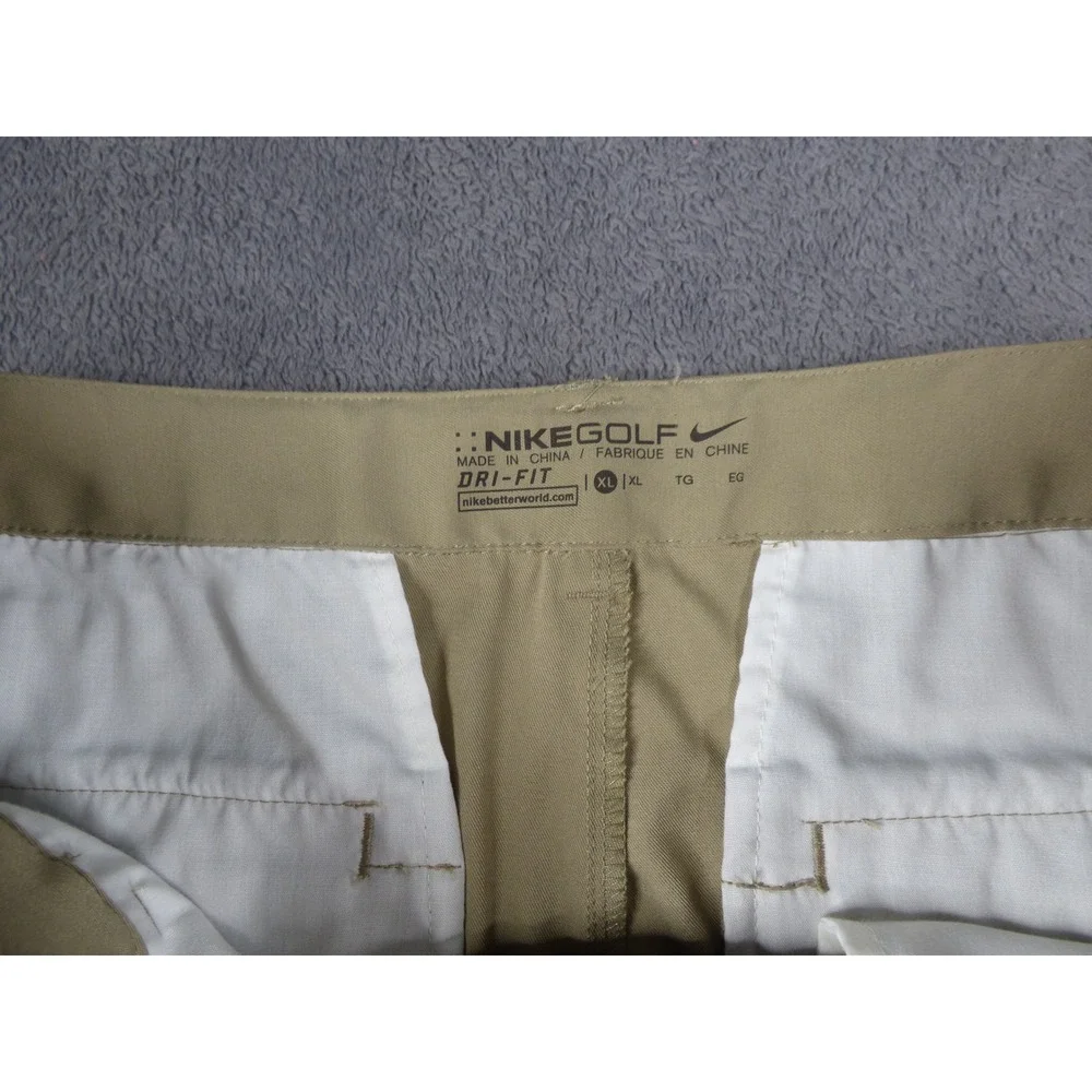 Nike Golf Dri-FIT Shorts Mens XL Khaki Tan Performance Flat Front Golfing 38W - Picture 3 of 6